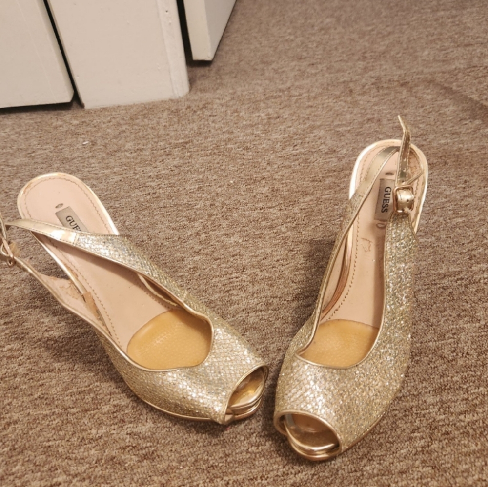 Gold high heels